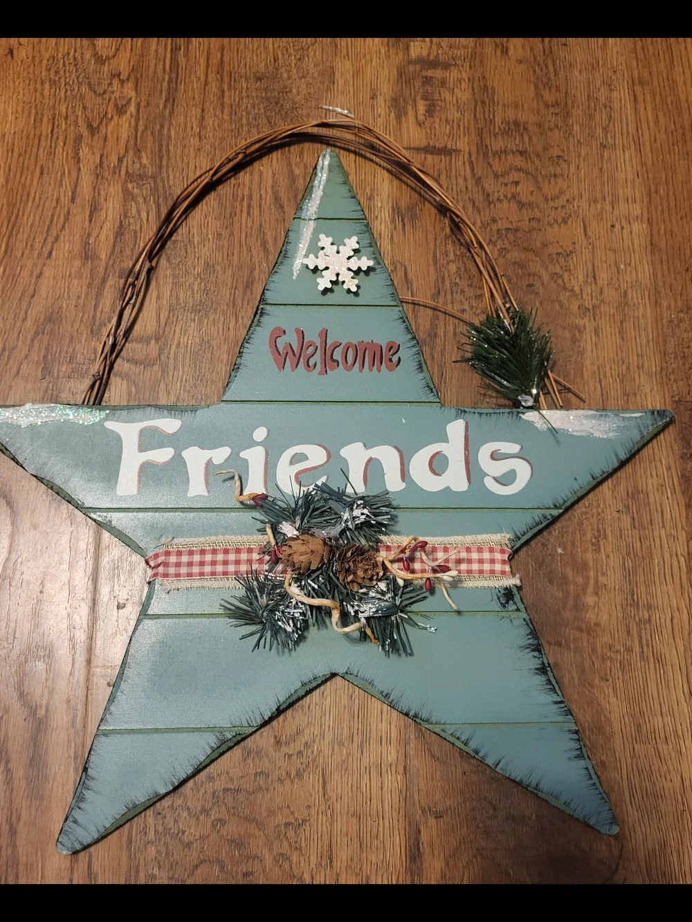Welcome Friends Blue Star Holiday Wall Decor